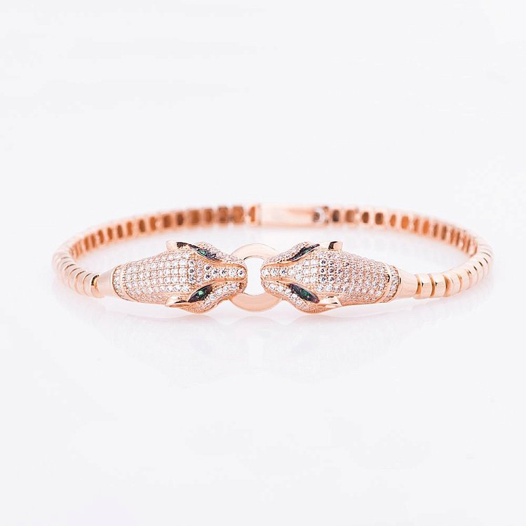 Золотой браслет "Пантеры" с фианитами б02702 от ювелирного магазина Оникс