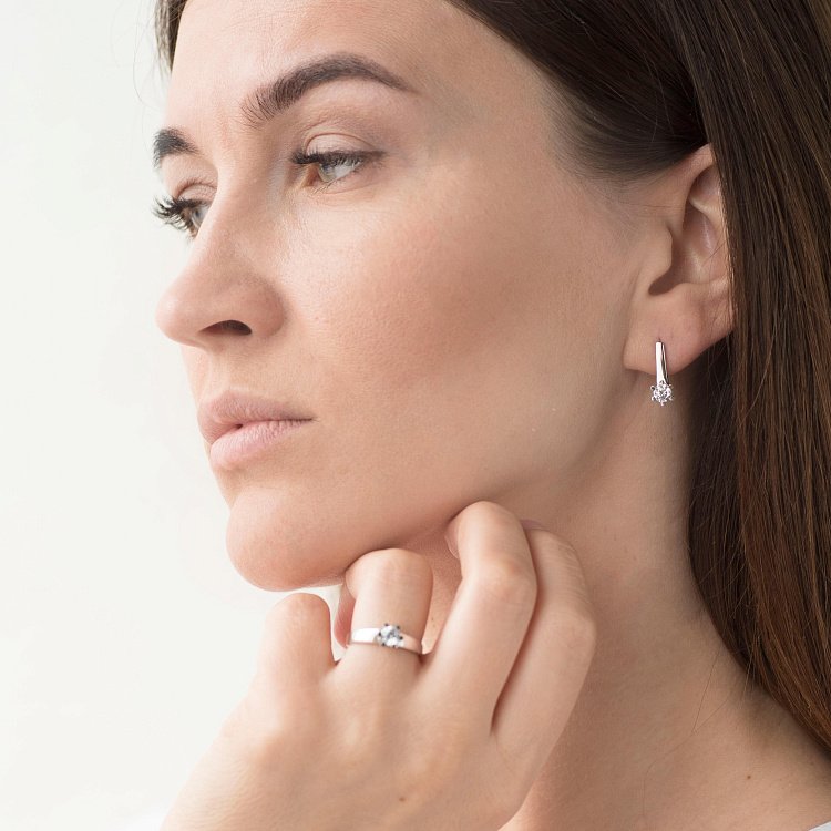 Золота заручальна каблучка з фіанітом к05696 від ювелірного магазину Онікс - 4