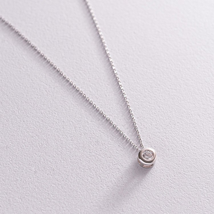 Срібне кольє з фіанітом 18557 від ювелірного магазину Онікс