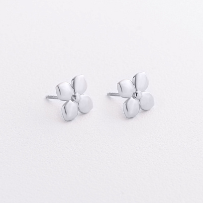 Сережки - пусети "Конюшина" в білому золоті с09617 №2