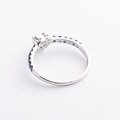 Золотое кольцо "Сердечко" с бриллиантами и сапфирами кб0667va №3