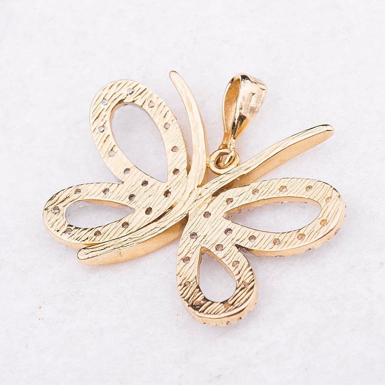 Золота підвіска "Метелик" з фіанітами п01268 від ювелірного магазину Онікс - 1