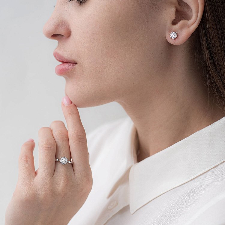 Золоті сережки - пусети з діамантами с173 від ювелірного магазину Онікс - 1