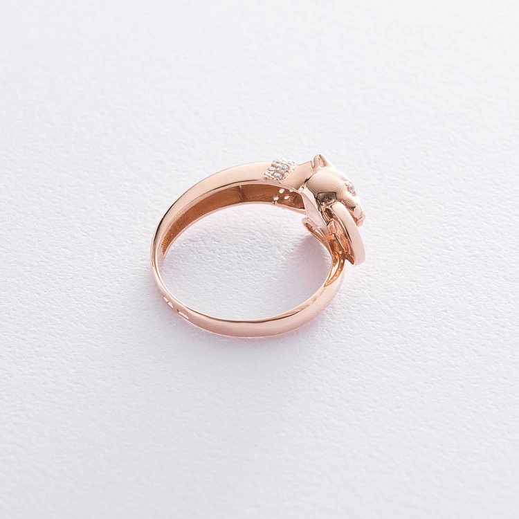 Золотое кольцо "Пантера" (фианиты) к06561 от ювелирного магазина Оникс - 2