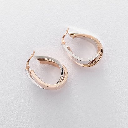 Золоті сережки-кільця без каменів с02393 №3