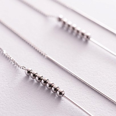 Висячі сережки "Кульки" у сріблі 123171 №4