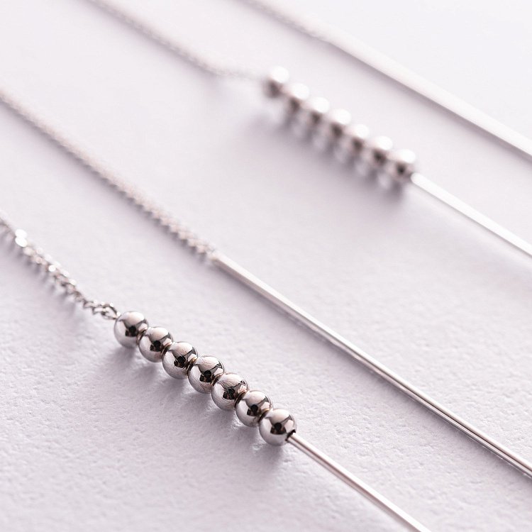 Висячі сережки "Кульки" у сріблі 123171 від ювелірного магазину Онікс - 3