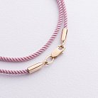 Шелковый розовый шнурок с гладкой золотой застежкой (2мм) кол02008 от ювелирного магазина Оникс - 1