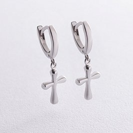 Серебряные серьги "Крестики" 122201