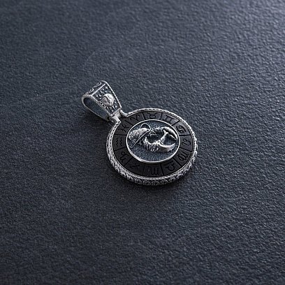 Серебряный кулон "Знак зодиака Рак" с эбеном 1041рак №5