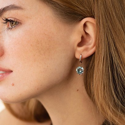 Золотые серьги "Влечение" с голубым топазом с05295 №2