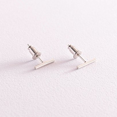 Серебряные серьги-пусеты в стиле минимализм 122489 №13