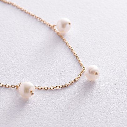 Браслет із перлами (жовте золото) б05262 №3