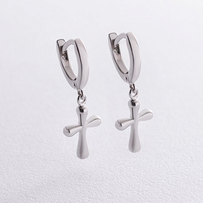 Серебряные серьги "Крестики" 122201
