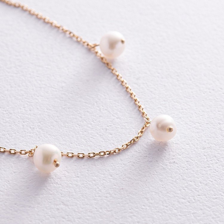 Браслет із перлами (жовте золото) б05262 від ювелірного магазину Онікс - 2