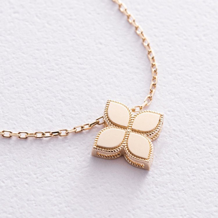 Кольє "Конюшина" в жовтому золоті кол02437 від ювелірного магазину Онікс - 3