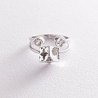 Золотое кольцо "Цветочки-сердце-клевер" с фианитами к05199 от ювелирного магазина Оникс
