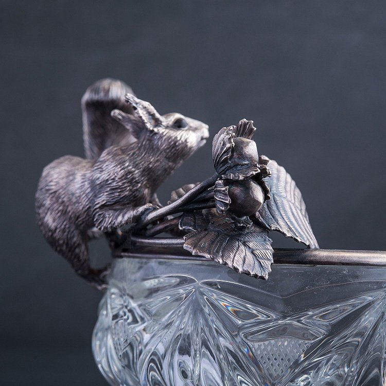 Срібна ваза для цукерок ручної роботи "Білочка" хруст.белка від ювелірного магазину Онікс - 1