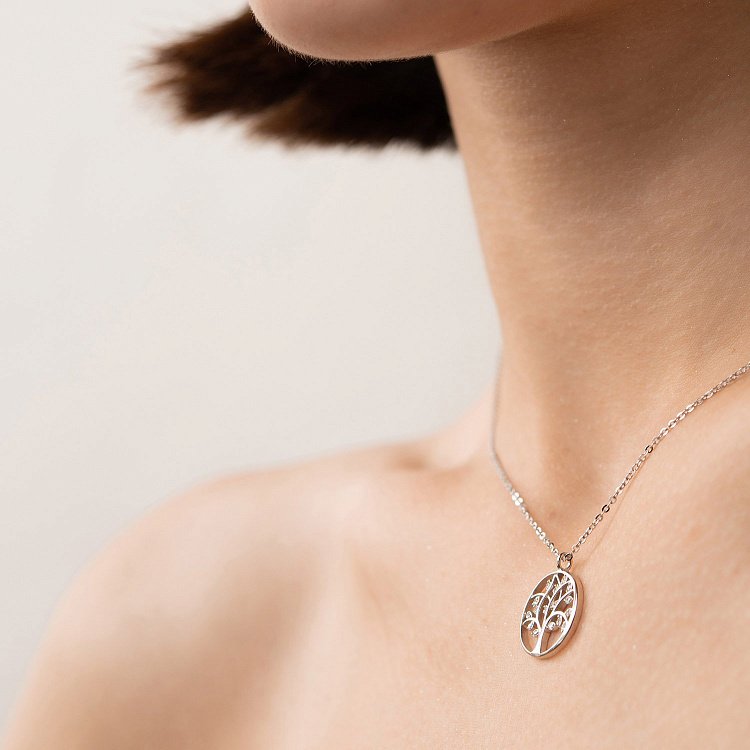 Серебряное колье "Древо жизни" с фианитами 181178 от ювелирного магазина Оникс - 4