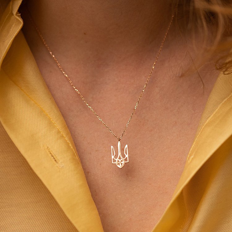 Кольє "Герб України - Тризуб" у червоному золоті (великий) кол02414 від ювелірного магазину Онікс