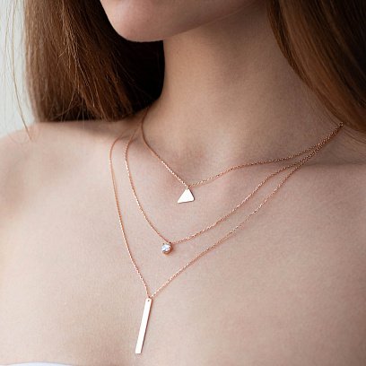 Золоте кольє Геометрія (фіаніт) кол01691