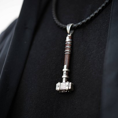 Срібний кулон "Молот вікінга" з ебеном 1116п №13