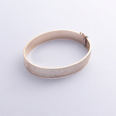 Жесткий браслет "Maggie" с фианитами (желтое золото) б02265