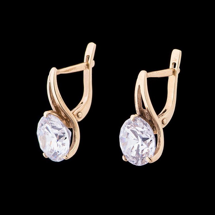 Золоті сережки з фіанітами с01121ж від ювелірного магазину Онікс