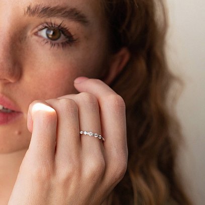 Каблучка у білому золоті з діамантами кб0451ca №4