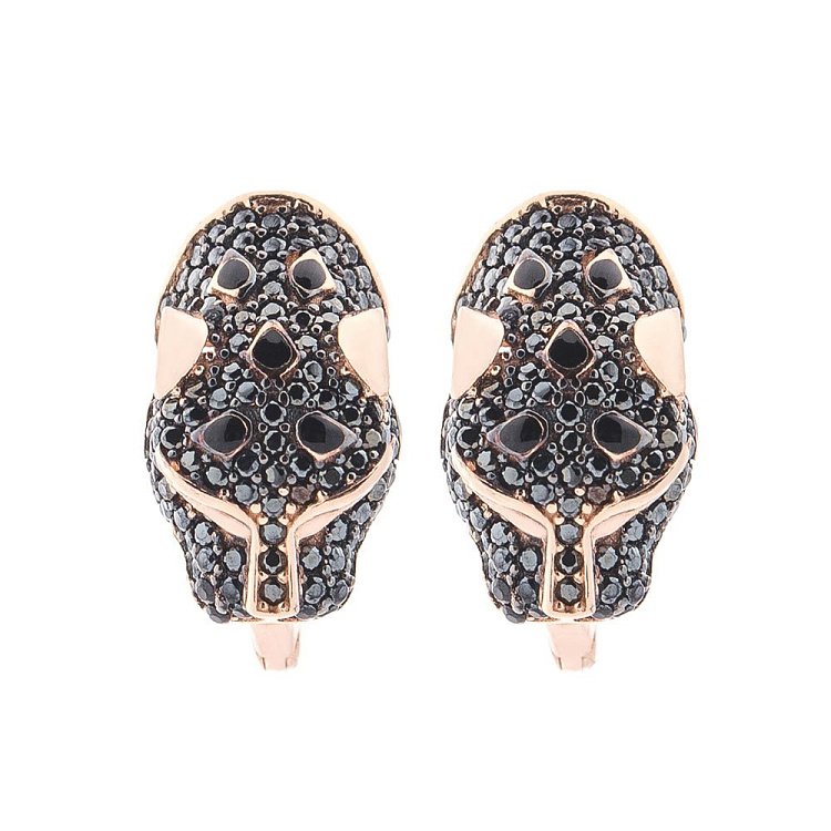 Золотые серьги "Пантера" (фианит) с05978 от ювелирного магазина Оникс - 1