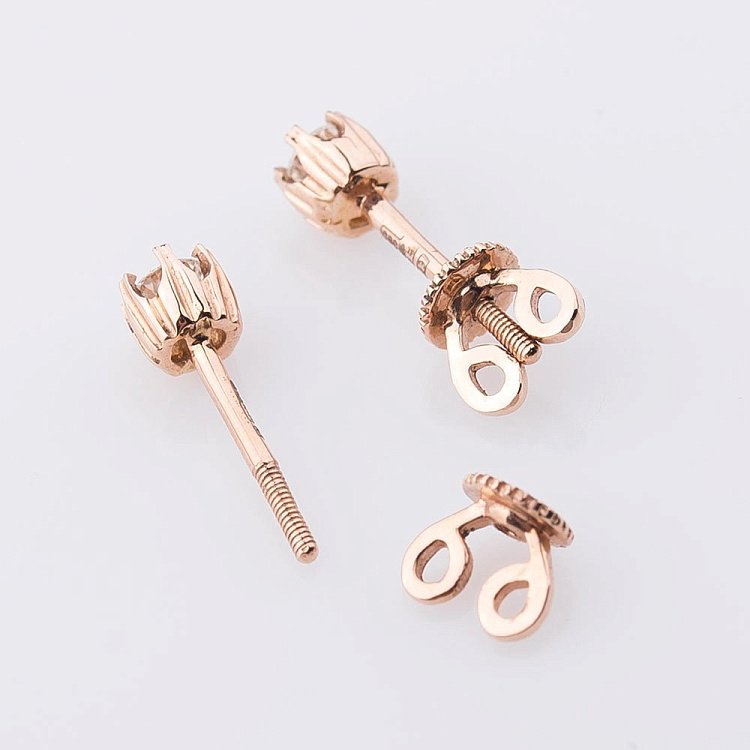 Золоті сережки-пусети з діамантами сб0009 від ювелірного магазину Онікс - 2