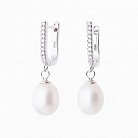 Срібні сережки з прісноводним культивування перлами 122020 от ювелирного магазина Оникс - 2