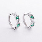 Серьги - кольца "Клевер" в белом золоте (бриллианты, изумруды) сб0703ca от ювелирного магазина Оникс