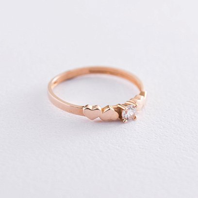 Золота каблучка "Сердечка" (фіаніт) к05801 №3
