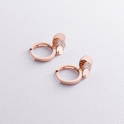 Золоті сережки з монетками (фіаніти) с07345 №3