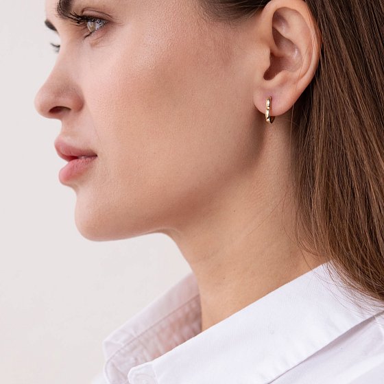 Серьги "Сердечки" в желтом золоте с07421 №3