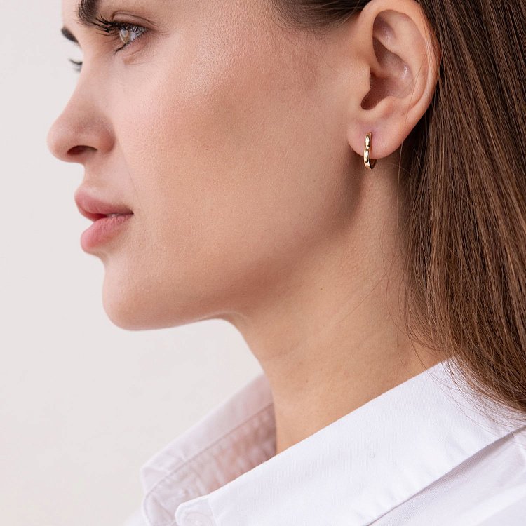 Серьги "Сердечки" в желтом золоте с07421 от ювелирного магазина Оникс - 2