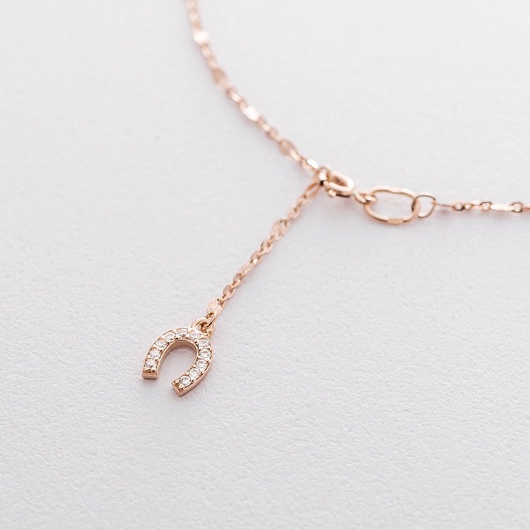 Золотий браслет на ногу "Підкова" (фіаніт) б03707 від ювелірного магазину Онікс - 1