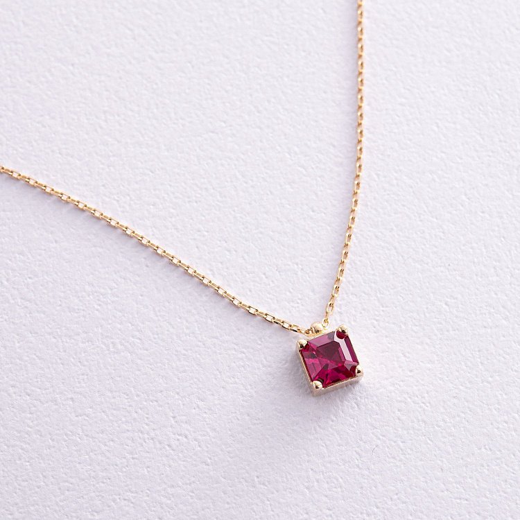 Золоте кольє "Альма" (рожевий фіаніт) кол02367 від ювелірного магазину Онікс - 7