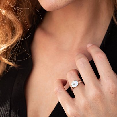 Кольцо "Полярная звезда" в белом золоте к07123 №4