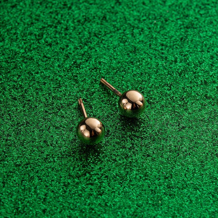 Серьги - пусеты "Шарики" в желтом золоте (0.7 см) с06892 от ювелирного магазина Оникс - 6