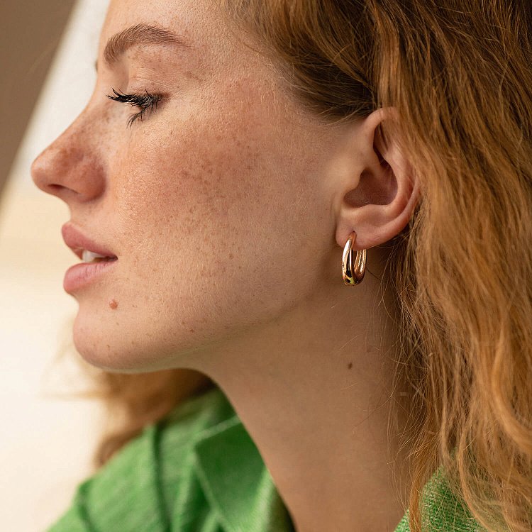 Серьги "Овальные" в красном золоте с08506 от ювелирного магазина Оникс - 1