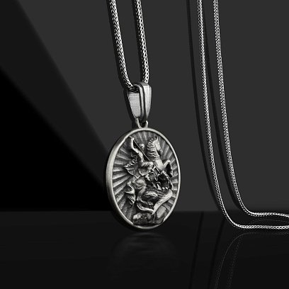 Срібний кулон "Георгій Переможець" 133220 №2