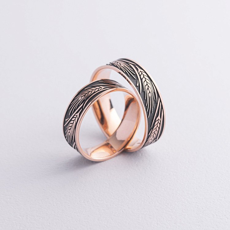 Золота обручка "Колосок" з чорнінням 240571300 від ювелірного магазину Онікс - 5