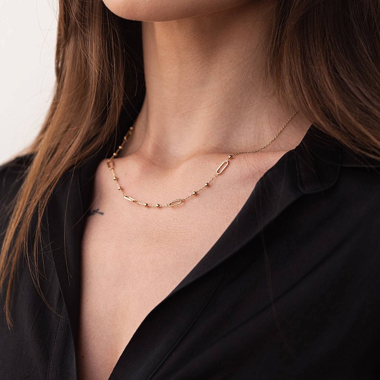 Кольє - ланцюжок "Кульки" у жовтому золоті кол02253 від ювелірного магазину Онікс - 21