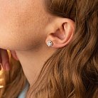 Золоті сережки - пусети "Клевер" з діамантами сб0091cha от ювелирного магазина Оникс - 3
