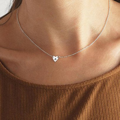 Серебряное колье Сердечко для гравировки 18994