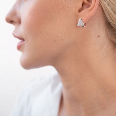 Серебряные серьги "Треугольники" 122182 №3