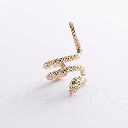 Сережка - каффа "Змія" у жовтому золоті с08667 №3