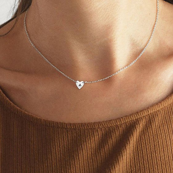 Серебряное колье Сердечко для гравировки 18994 от ювелирного магазина Оникс